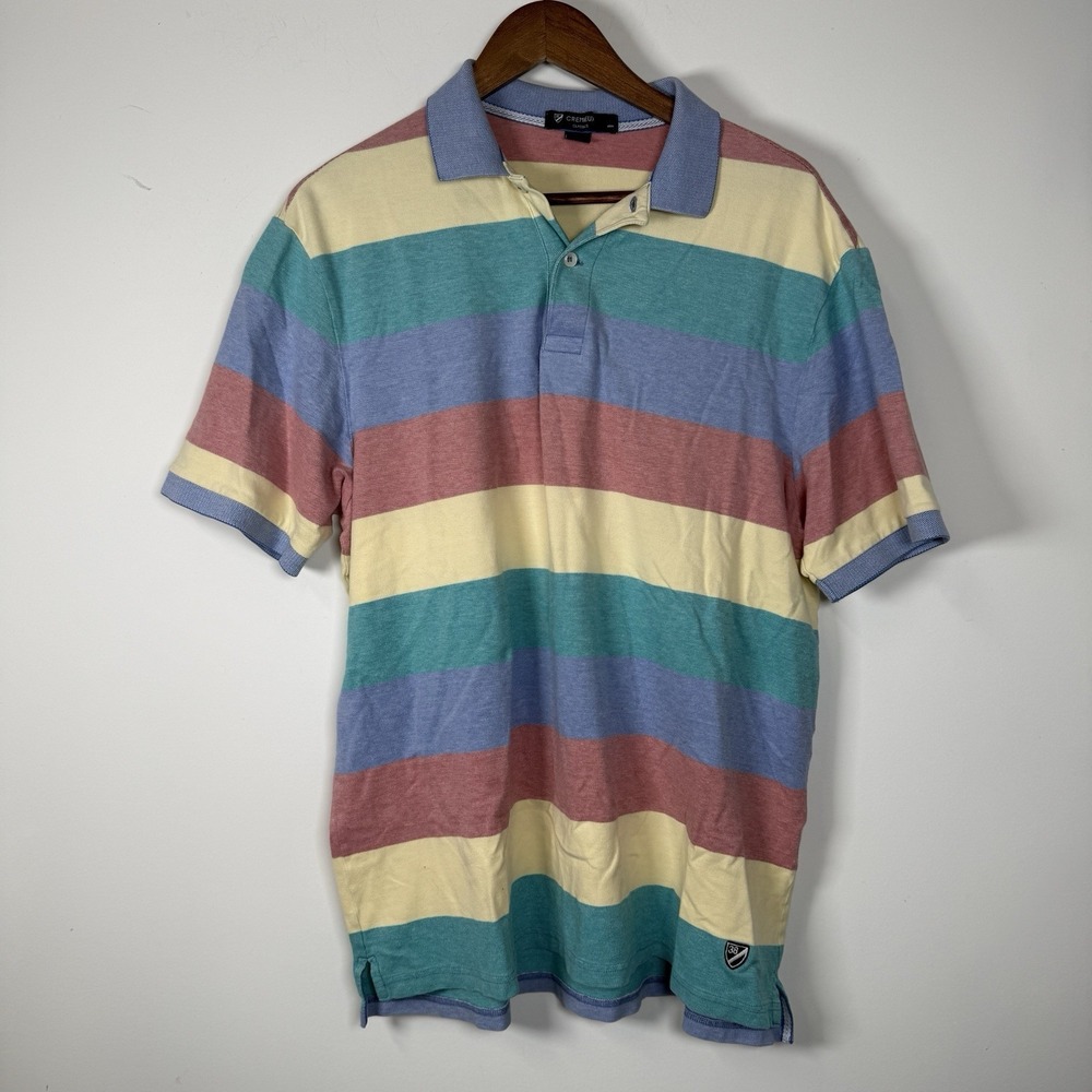 Daniel Cremieux Polo Mens L Pastel Striped 100% Cotton Golf Island Preppy